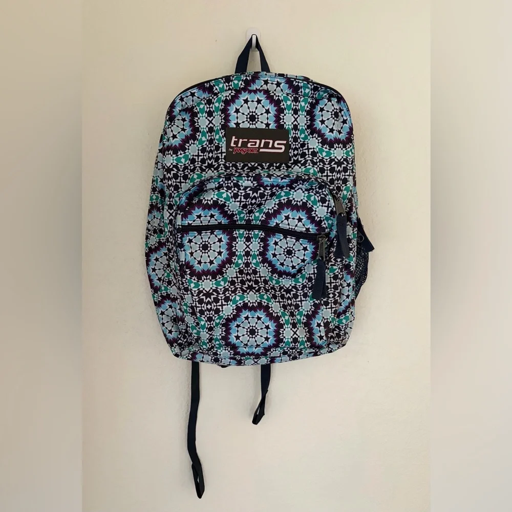 Jansport Trans Blue and Black Geometric Backpack